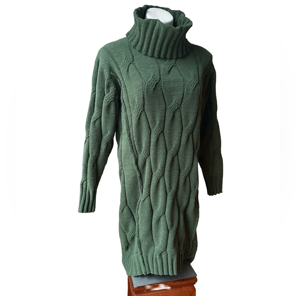 STITCHDROP Chenille Cable Knit Sweater Dress, Sz M - Picture 6 of 15